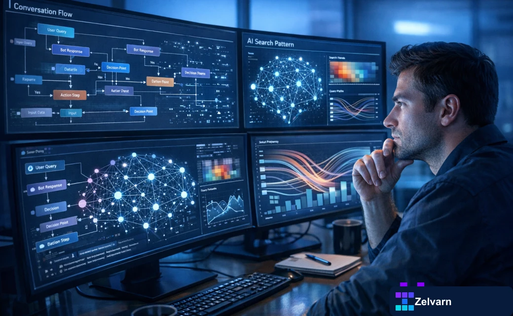 Conversation data flowing into content optimization dashboard