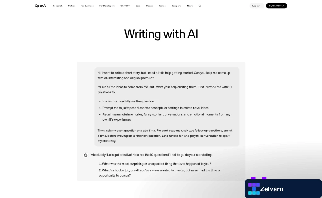 Screenshot of https://openai.com/chatgpt/use-cases/writing-with-ai/