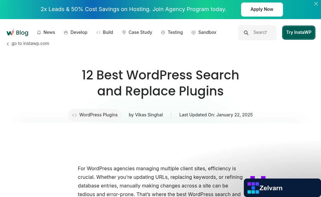 WordPress bulk text replacement plugin interface