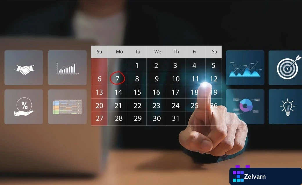 Person planning content calendar on laptop