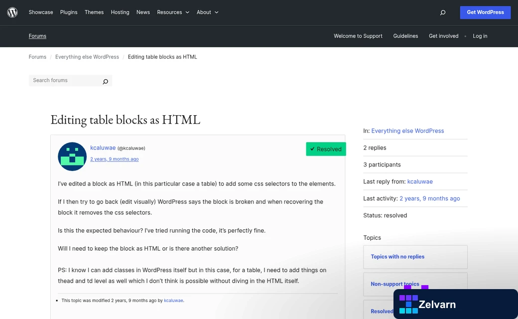 WordPress block editor table editing interface